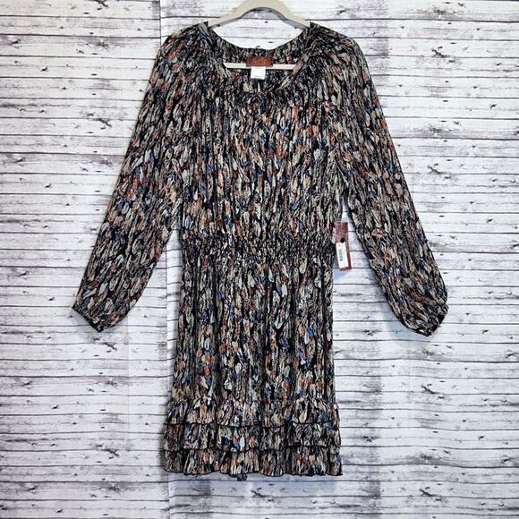 Scully Feather Print Ruffled Dress - Picture 3 of 11